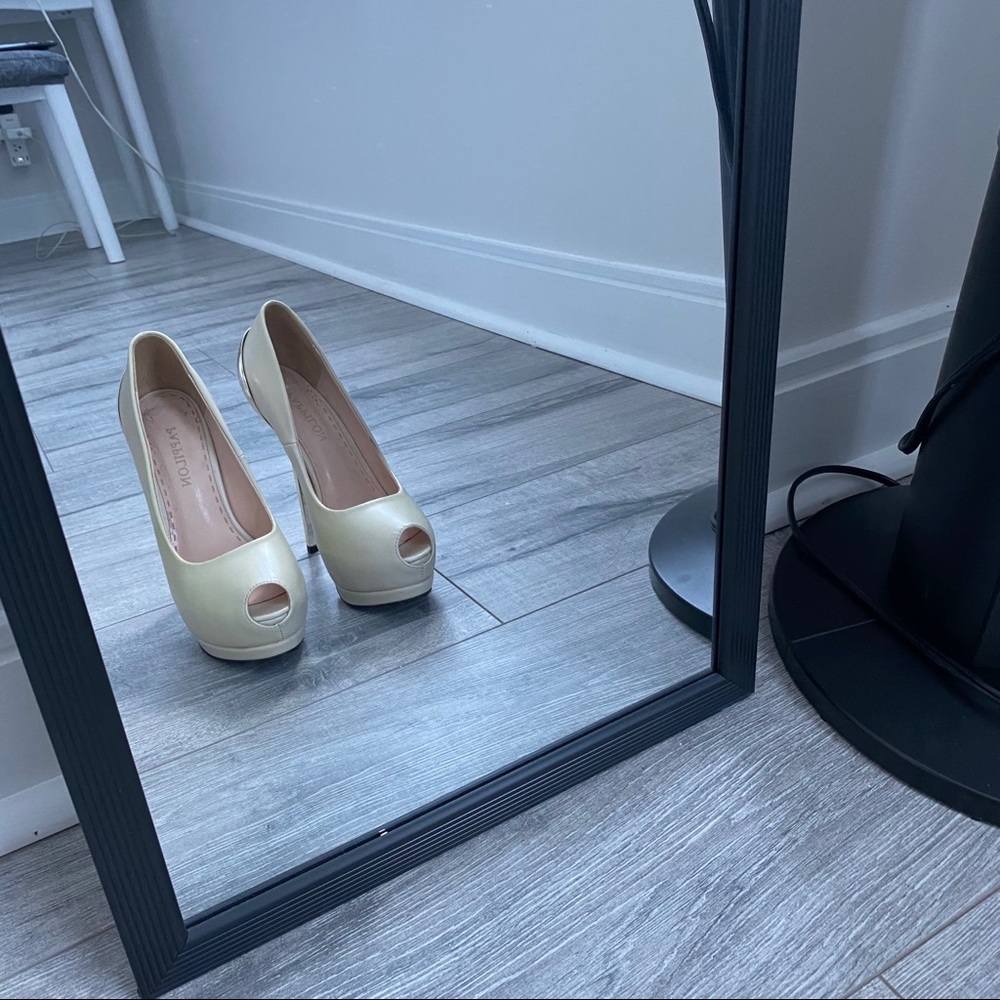 Beige high heels